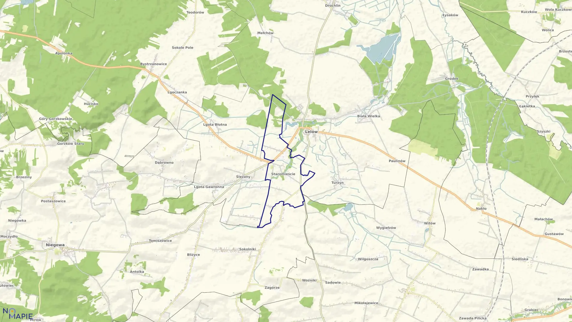 Mapa obrębu Staromieście w gminie Lelów